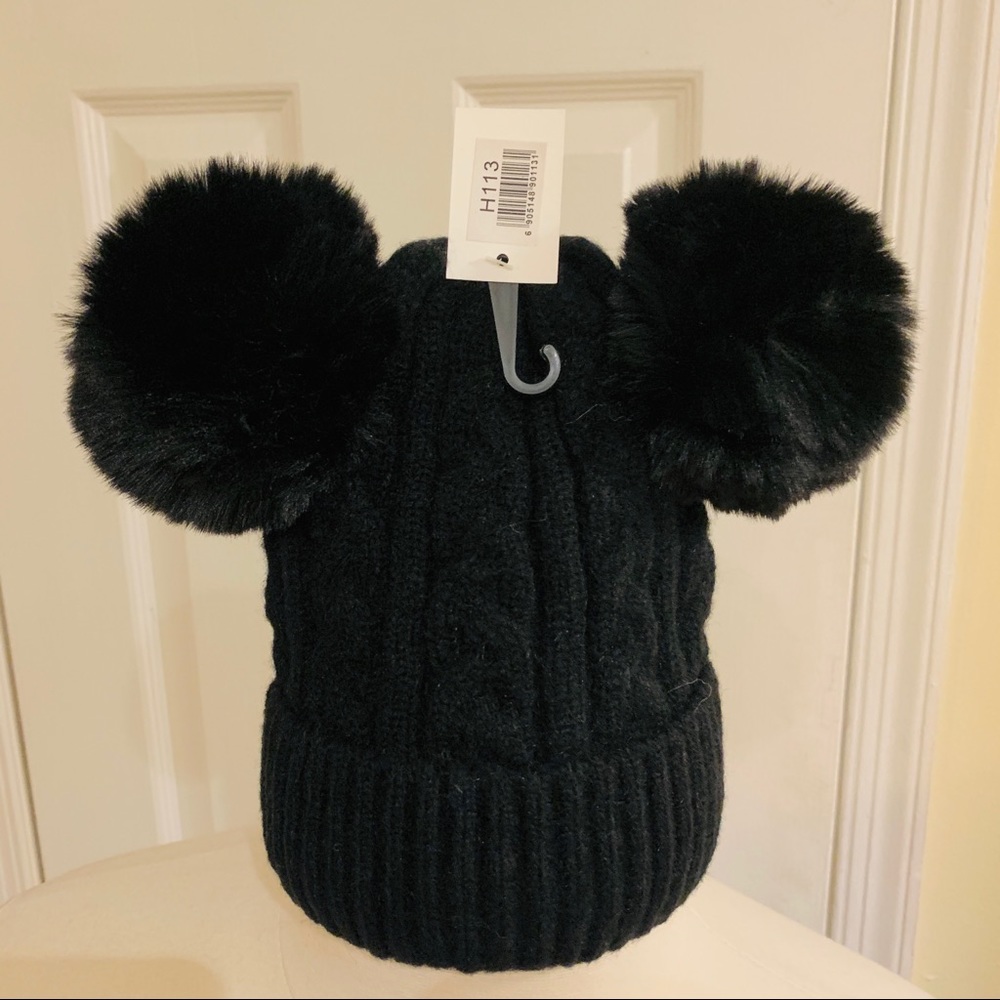 Sale Host Pick NWT Super Soft Black Pom Pom Beanie - Picture 1 of 5
